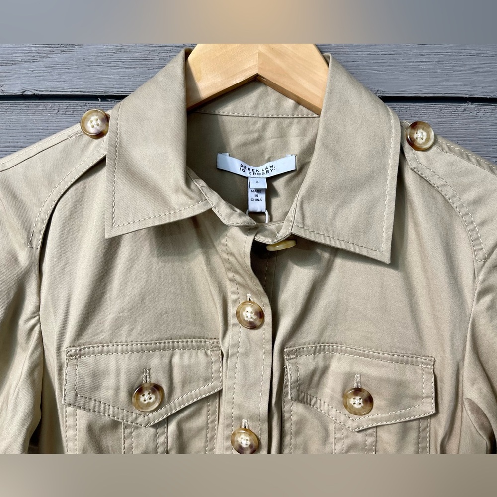 NWT Derek Lam Crosby Khaki Cargo Mini Dress Sz 0 - Picture 9 of 16